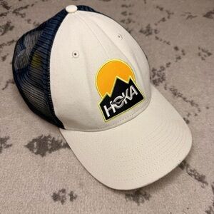 HOKA One One Navy and Neon Yellow Embroidered Running Outdoors Mesh Trucker Hat